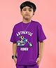 WEARDUDS Cotton Knit Half Sleeves Dog Riding Motorcycle Printed Tee - Purple