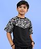 WEARDUDS Cotton Knit Half Sleeves Paisley Printed Oversized Tee - Black