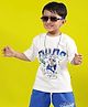 WEARDUDS Cotton Knit Half Sleeves Rich Rabbit Printed Oversized Tee - Off White