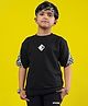 WEARDUDS Cotton Knit Half Sleeves Brand Logo Printed Oversized Tee - Black