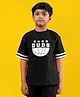 WEARDUDS Cotton Knit Half Sleeves Duds Text Printed Oversized Tee - Black
