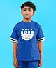 WEARDUDS Cotton Knit Half Sleeves Duds Text Printed Oversized Tee - Blue