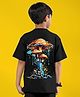 WEARDUDS Cotton Knit Half Sleeves Mushroom Back Printed Oversized Tees - Black