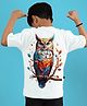 WEARDUDS Cotton Knit Half Sleeves Owl Back Printed Tee - White