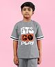 WEARDUDS Cotton Knit Half Sleeves Lets Go Play Text Printed Tee - Grey