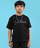 WEARDUDS Cotton Knit Half Sleeves Limitless Text Printed Tee - Black