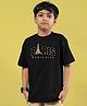 WEARDUDS Cotton Knit Half Sleeves Paris Text Printed Tee - Black