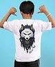 WEARDUDS Cotton Knit Half Sleeves Nordic Wolf Back Printed Oversized Tee - White