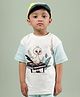 WEARDUDS Cotton Knit Half Sleeves Piano & Baby Bird Printed Tee - Off White