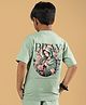 WEARDUDS Cotton Knit Half Sleeves Pray Text Back Printed Tee - Nyanza Green