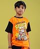 WEARDUDS Cotton Knit Half Sleeves Boy Riding Bike  Printed Tee - Orange