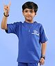 WEARDUDS Cotton Knit Half Sleeves Solid Tee - Royal Blue