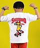 WEARDUDS Cotton Knit Half Sleeves Banana & Skateboard Text Back Printed Tee - White
