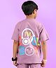 WEARDUDS Cotton Knit Half Sleeves Im Cool Boy Text Back Printed Tee - Plum Purple