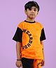 WEARDUDS Cotton Knit Half Sleeves Typography Printed Tee - Orange