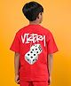 WEARDUDS Cotton Knit Half Sleeves Victory Text Back Printed Tee - Red