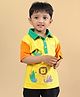 WEARDUDS Cotton Knit Half Sleeves Jungle Theme Printed Polo Tee - Yellow