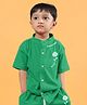 WEARDUDS Cotton knit Half Sleeves Rose Printed Shirt - Green