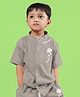 WEARDUDS Cotton knit Half Sleeves Rose Printed Shirt - Grey
