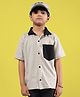 WEARDUDS Cotton Knit Half Sleeves Colour Blocked Shirt - Grey