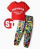 OLLINGTON ST. Cotton Half Sleeves Printed Top & Joggers Set - Red & Multicolor