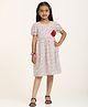 Zion Cotton Woven Half Sleeves Floral Printed & Applique Detailed Dress - White
