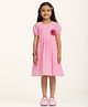 Zion Cotton Woven Half Sleeves Floral Printed & Applique Detailed Dress - Pink