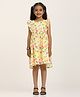 Zion Cotton Woven Sleeveless Ice Creams Printed Frill Detailed Dress - Yellow