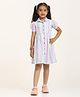 Zion Cotton Woven Half Puffed Sleeves Stripes Shirt Style Dress - Blue