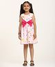 Zion Cotton Woven Sleeveless Birds Printed & Bow Applique Detailed Dress - Pink