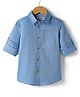 Kookie Kids Cotton Woven Full Sleeves Solid Color Party Shirt - Blue