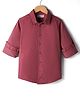 Kookie Kids Cotton Woven Full Sleeves Solid Color Shirt - Burgundy