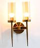 Shree Kala Home Decor Modern Golden Finish Wall Light With Cylindrical Dual Arm Amber Color Glass Shades -  - Antique Finish