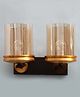 Shree Kala Home Decor Modern Double Arm Wall Sconce with Amber Glass -  - Antique Finish