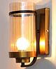 Shree Kala Home Decor Luxury Golden Wall Light with Transparent Ribbed Glass -  - Antique Finish