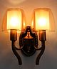 Shree Kala Home Decor Vintage Double Wall Sconce Light with Amber Glass for Livingroom -  - Antique Finish