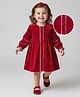 Babyhug Cotton Velour Full Sleeves Solid Color Front Open Frock - Maroon