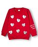 Babyhug Fleece Knit Full Sleeves Sweatshirt with Sequin Heart Design - Red