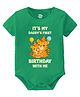 Baby Buzz 100% Cotton Knit Fathers Birthday Theme Half Sleeves Its My Daddy First Birrthday With Me Text Printed Onesie - Green
