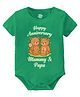 Baby Buzz 100% Cotton Knit Anniversary Theme Half Sleeves Happy Anniversary Mummy & Papa Text Printed Onesie - Green