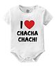 Baby Buzz 100% Cotton Knit Family Theme Half Sleeves I Love Chacha Chachi Text Printed Onesie - White