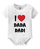 Baby Buzz 100% Cotton Knit Family Theme Half Sleeves I Love Dada Dadi Text Printed Onesie - White