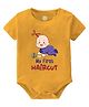 Baby Buzz 100% Cotton Knit Mundan Theme Half Sleeves My First Haircut Text Printed Onesie - Yellow