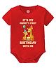 Baby Buzz 100% Cotton Knit Mothers Birthday Theme Half Sleeves Its My Mummy First Birthday With Me Text Printed Onesie - Red
