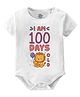 Baby Buzz 100% Cotton Knit Birthday Theme Half Sleeves I Am 100 Days Old Text Printed Onesie - White
