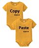 Baby Buzz Pack Of 2 100% Cotton Knit Twins Theme Half Sleeves Copy Paste Text Printed Onesies - Yellow