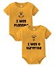 Baby Buzz Pack Of 2 100% Cotton Knit Twins Theme Half Sleeves I Was Planned & I Was A Surprise Text Printed Onesies - Yellow