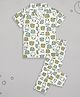 Sheer Love Poplin Woven Half Sleeves Teddy Bears Printed Coordinating Night Suit Set - White