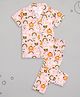 Sheer Love Poplin Woven Half Sleeves Rainbow & Wild Animals Printed Coordinating Night Suit Set - Light Pink