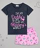 Sheer Love Cotton Jersey Knit Half Sleeves Typography & Cup Cakes Printed Tee & Shorts Night Suit Set - Blue & Pink